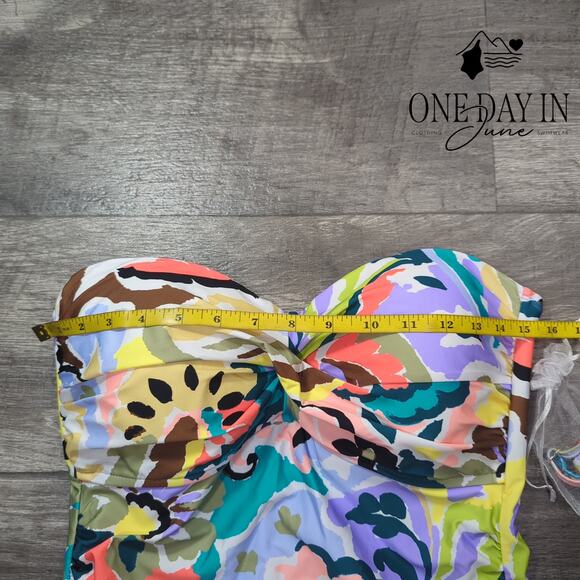 Anne Cole Cross Front Tummy Control One Piece Swimsuit Size 14 - Picture 3 of 5